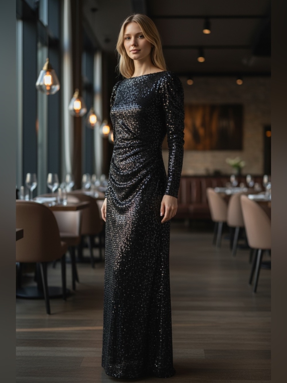Talbot Runhof New Long Sleeve Embellished Maxi Gown Size 40/10